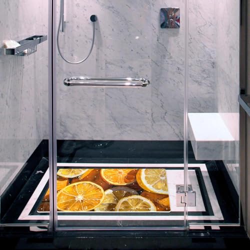 Tapis de bain antidérapant pour douche et baignoire design orange - 7