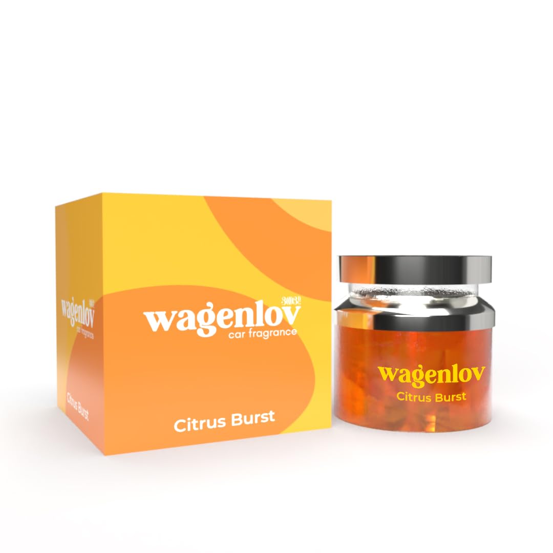 3003BC Wagenlov Car Dashboard Air Freshener Perfumes Freshner Gel Base Luxury Fragrance - Citrus Burst Glass Bottle (60 gm)
