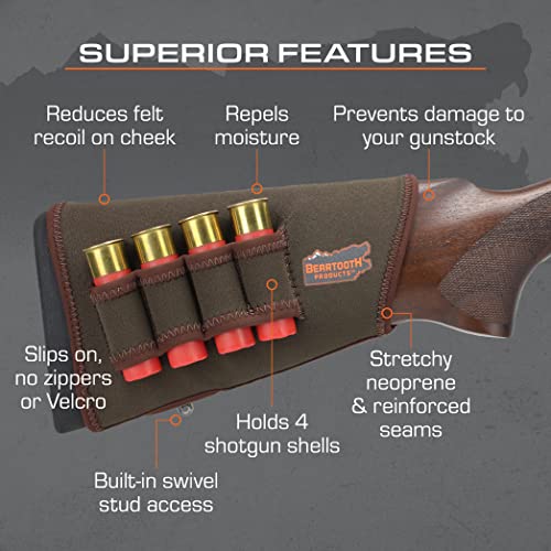 Beartooth Stockguard 2.0 | Neoprene | Slip-On | Prevents Gunstock Damage - Shotgun Model In Brown (Right-Handed) #TOP2
