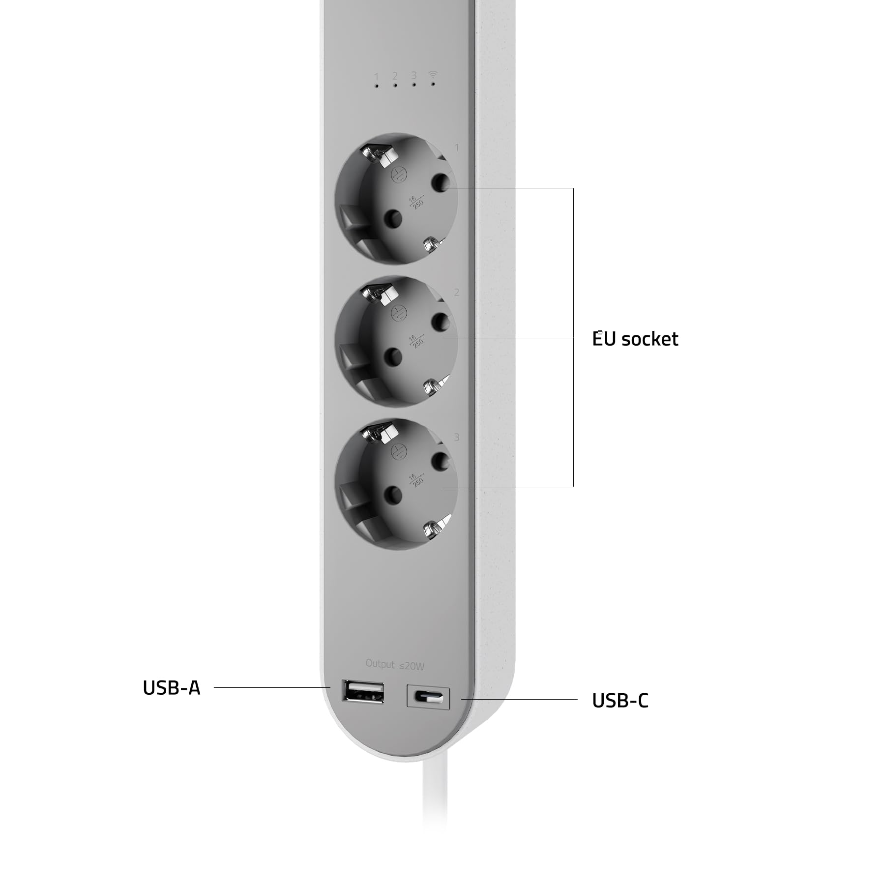 Hombli Smart Regleta con 3 Salidas AC y 2 USB | Regleta Wi-Fi con Protección contra Sobretensiones y Protección Infantil | Montaje en Pared | Cable de 1,5m | Compatible con Alexa y Google