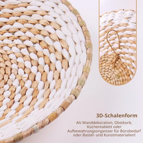 9 Stück Boho-Wandkorb-Set, gewebte Wandkorbdekoration, Seegras, Rattan, Boho-Wanddekoration, umweltfreundlich, runde Wandkunst für Bauernhaus, Schlafzimmer, Wohnzimmer, Ausstellungstisch, Küche,