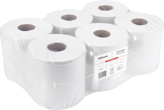 Centrefeed White Rolls - 2 Ply Heavy Duty Industrial Towels - 150 Metres (Pack of 6)