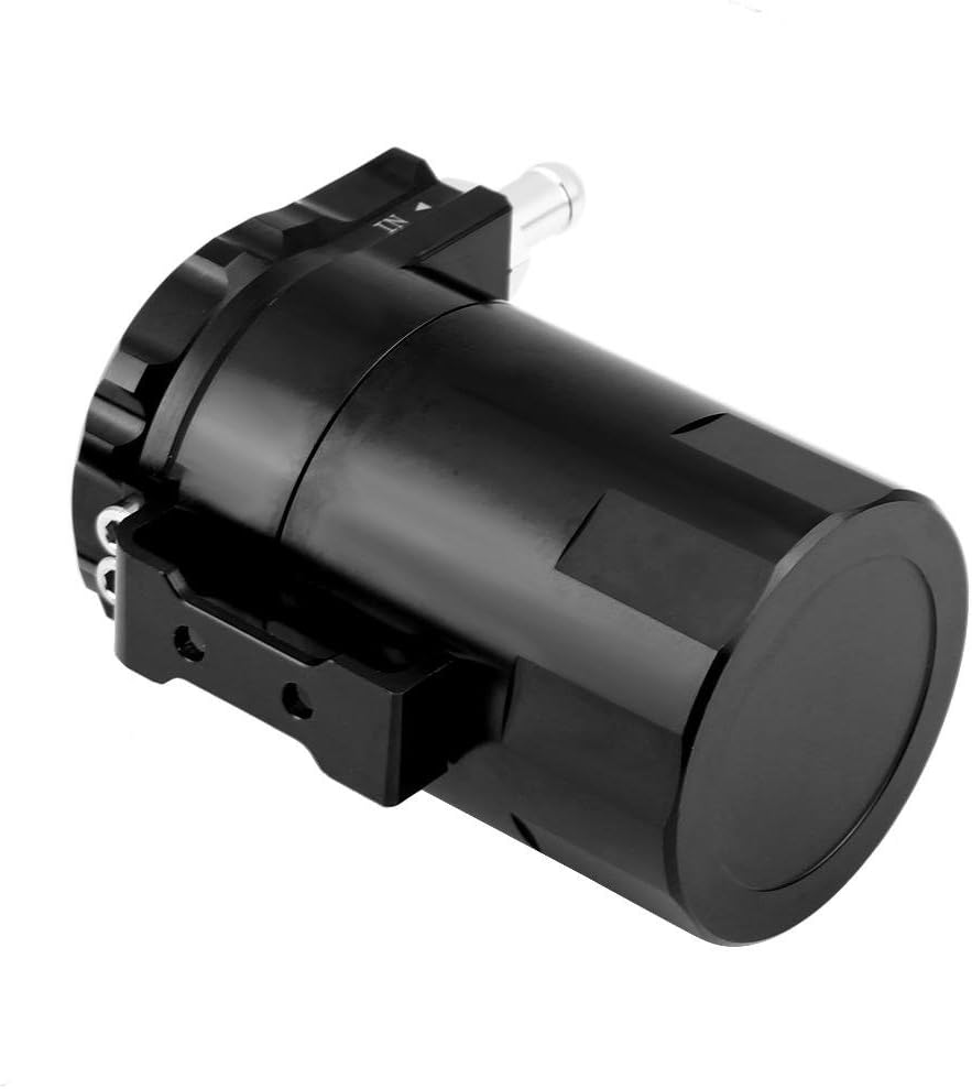 Universal Aluminum Car Engine Oil Reservoir Catch Can Filter Breather Tank Kit Car Fuel Tanks Auxiliary Tank(Black)(黑色)