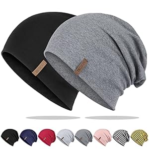 HAMUNI Mütze Damen Herren, Weich Dünne Slouch Beanie Mütze aus Baumwolle, Leichte Atmungsaktiv Longbeanie, Elastisch Jersey Chemo Mütze für Alle Jahreszeiten