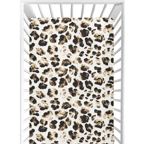 Image of CaTaKu Mini Crib Sheets Fitted for Girls Boys Leopard Cheetah Animals Baby Crib Sheets, Neutral Mattress Sheets Nursery Toddler Bed Sheets 28 inchx 52 inch
