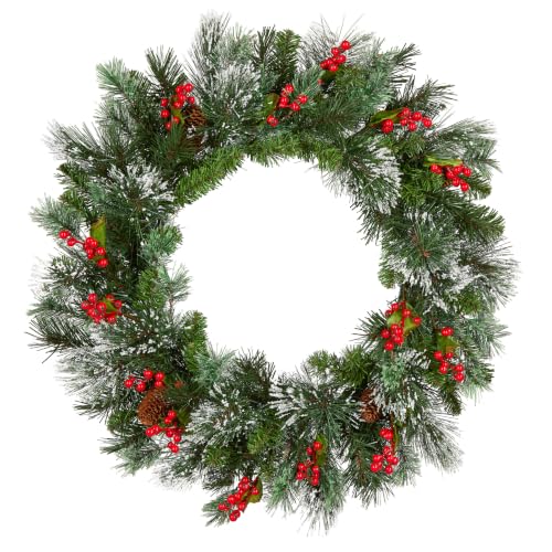 24in Pre-Lit Flocked Christmas Wreath