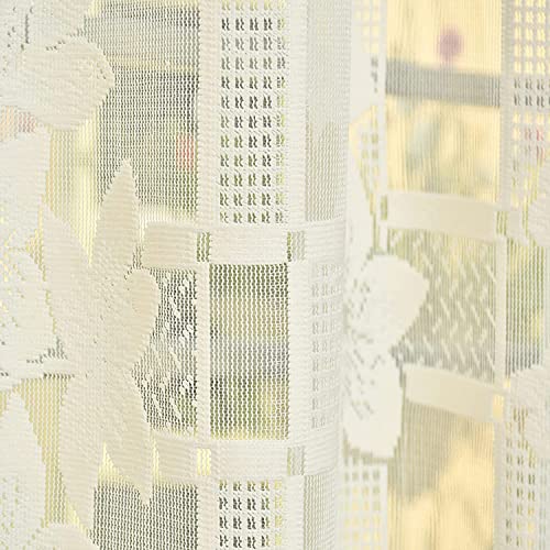 Image of Kuber Industries Flower Print 7 Feet Cotton Door Curtain for Living Room, Bed Room, Kids Room with 8 Eyelets Pack of 2 (Cream)-50KM01054
