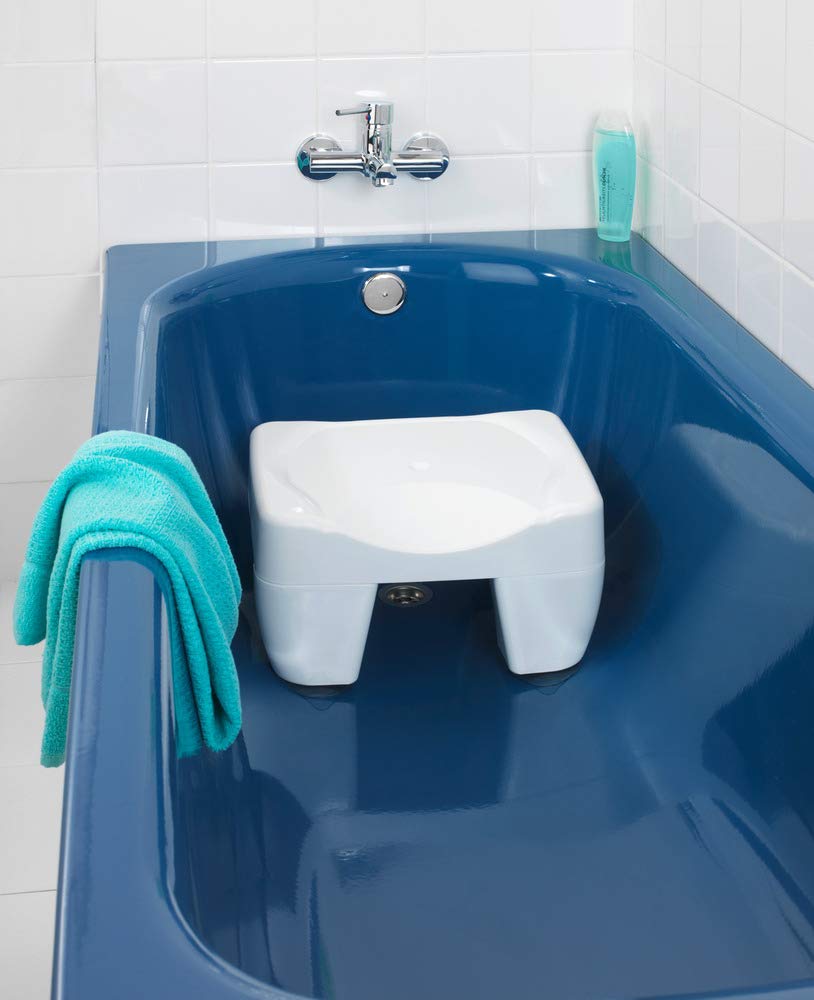 Sedile Per Vasca Antiscivolo - Portata 150 Kg, Plastica Bianca, 40 X 31 Cm, Con Ventose E