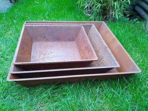 Zen Man Edelrost Viereck Feuerschale Garten Pflanzschale Kerz-Feuerschale...