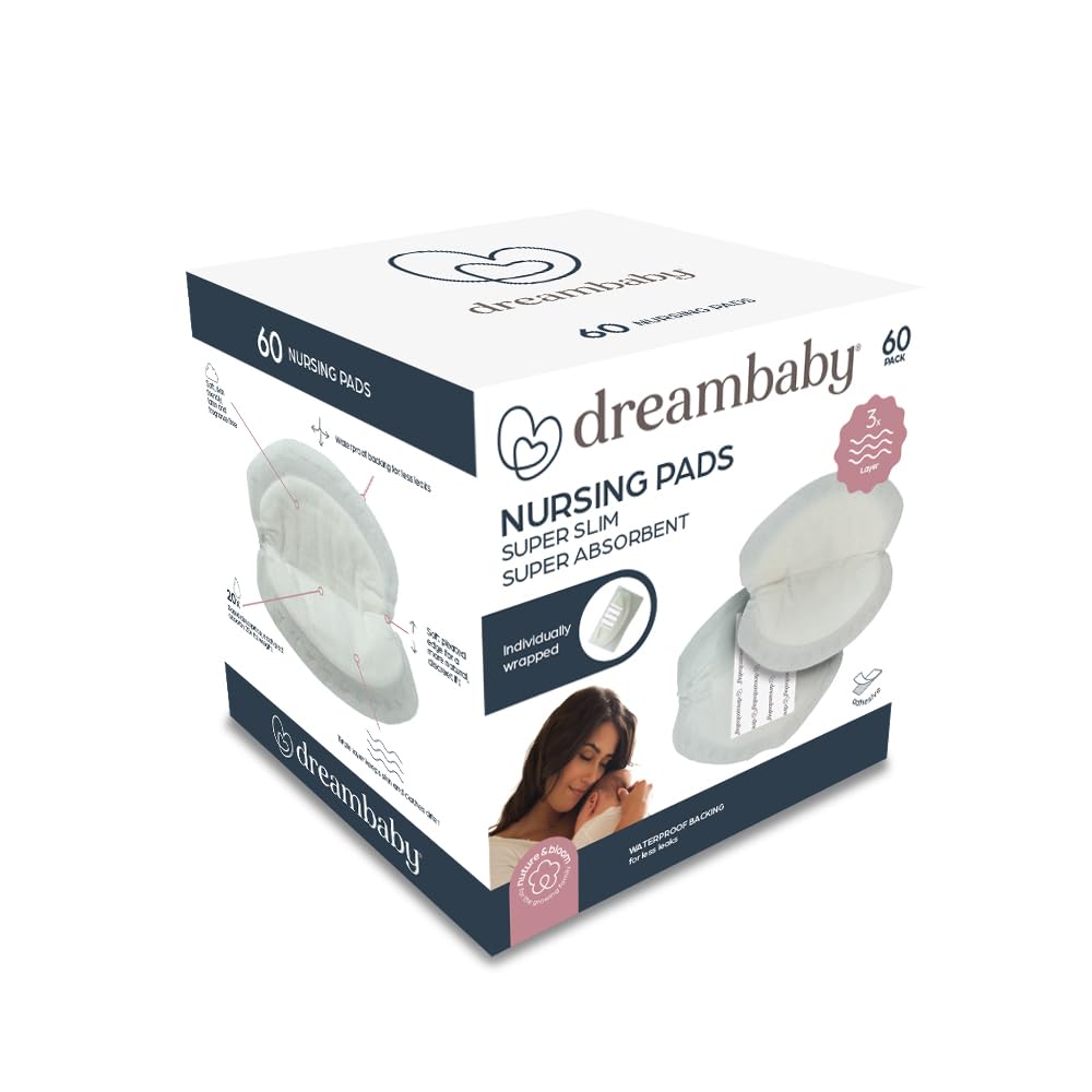 Dreambaby Disposable Breast Nursing Pads 60 Pack for Nursing Breastfeeding Mothers, Essential for Hospital Bag, Thin Super Absorbent Breathable Layers, Super Discreet fit