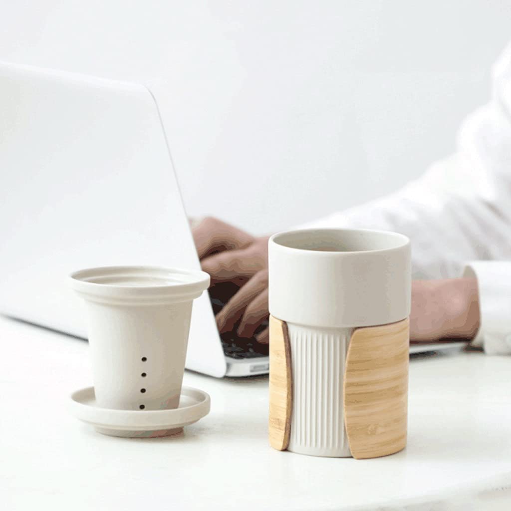 FiliżAnki Kubek PodróżNy Kreatywny Ceramiczny Zestaw Kubków Do Herbaty Z Filtrem I Pokrywką, Izolowany Poręczny Kubek Klasyczny Kubek Do Zimnych/gorących Napojów-350 ML Kawa Kubek Kubek (Blue : V)
