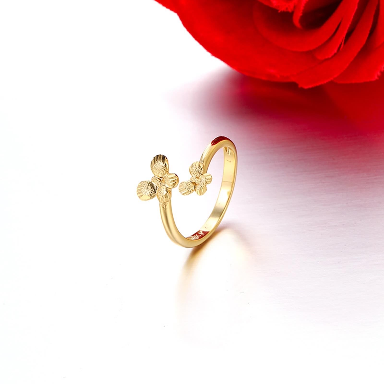 Alianzas de oro amarillo Au 375/585/750, mariposa abierta, anillo de pareja