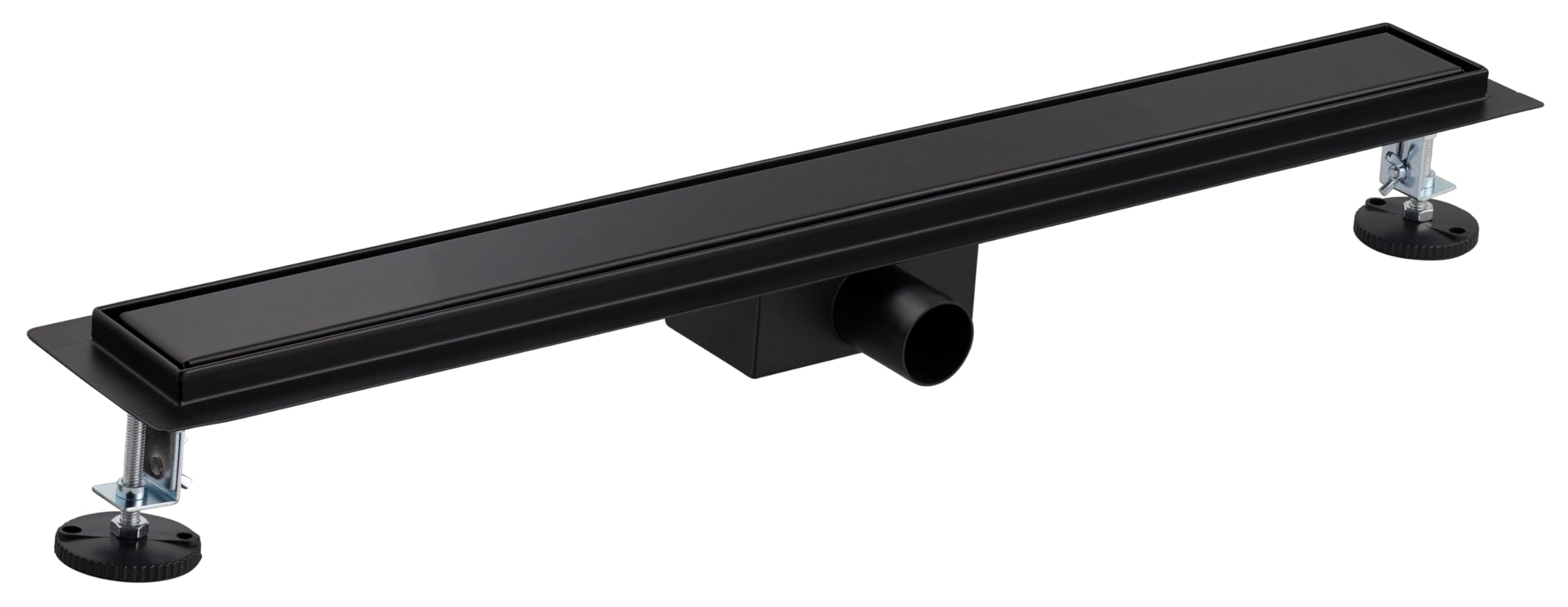 Caniveau extra plat pour douche italienne reversible finition noir mat/​ou à carreler longueur 70 centimètres - Avec siphon anti odeur et filtre pour cheveux NOYON & THIEBAULT