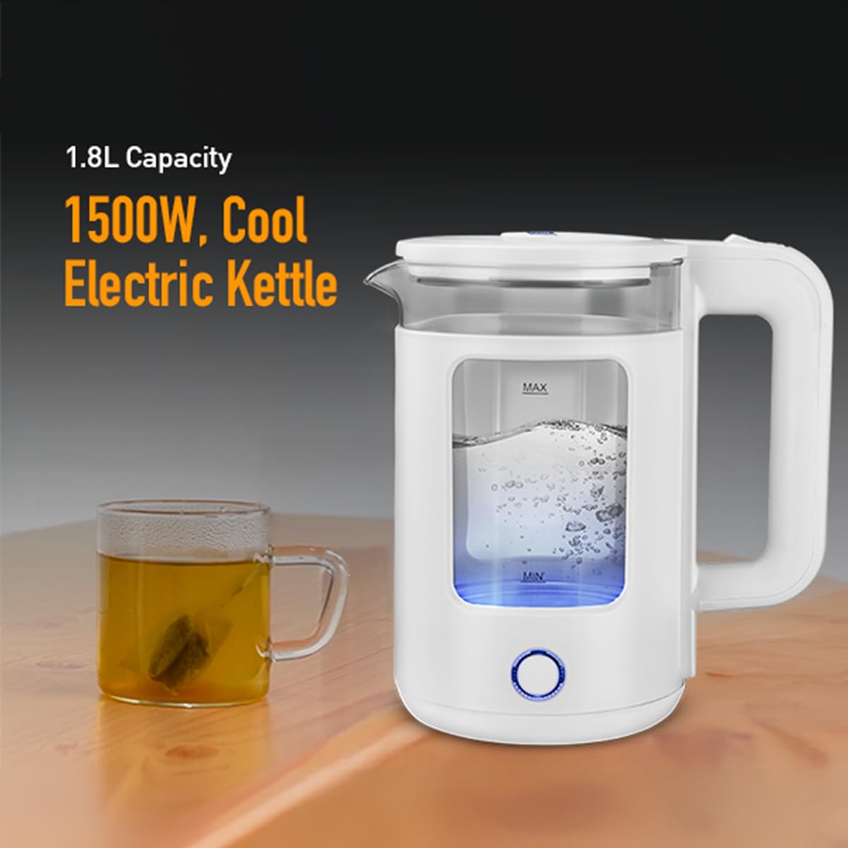 KENT Cool Touch Glass Kettle - 1.8L, 1500W -5