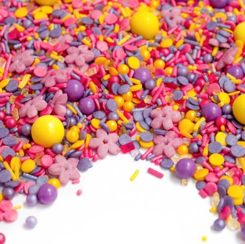Super Streusel BlütenZauber bunte essbare Zuckerstreusel mit Blüten und Schokokugeln für Ostern Fasching & Frühling für Kuchen & Tortendeko Cupcakes Kekse & Muffins (90g)