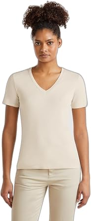 United Colors of Benetton Kad n V Yaka Basic T-Shirt