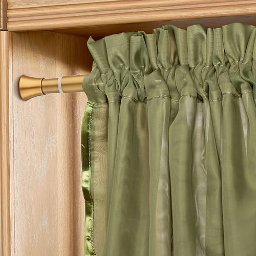 BRIOFOX Tension Shower Curtain Rod Gold - Tension Curtain Rod Adjustable 32 to 56 inch - Spring Tension Shower Rod No Drilling Non Slip, Gold