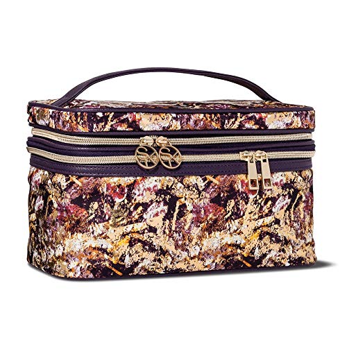 Sonia Kashuk - Cosmetic Bag Double Zip Train Case Distress Floral with Foil MULTI-COLORED