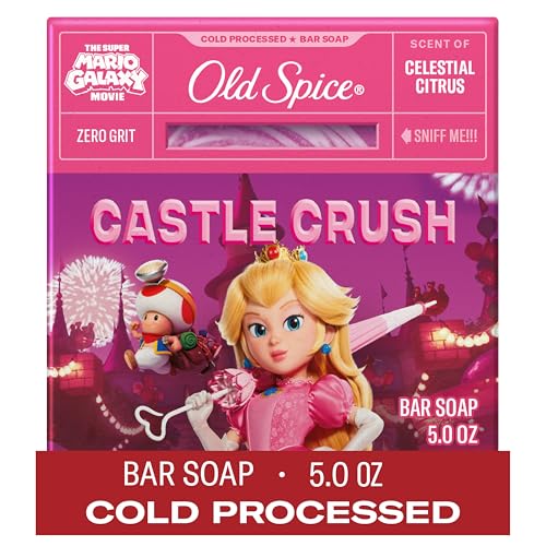 Image of Old Spice Bar Soap for Men, x The Super Mario Galaxy Movie, Cold Pressed with Grit, Made with Natural Oils & Plant Based Cleanser, Celestial Citrus with Sweet Citrus & Berries Scent, 5.0 oz