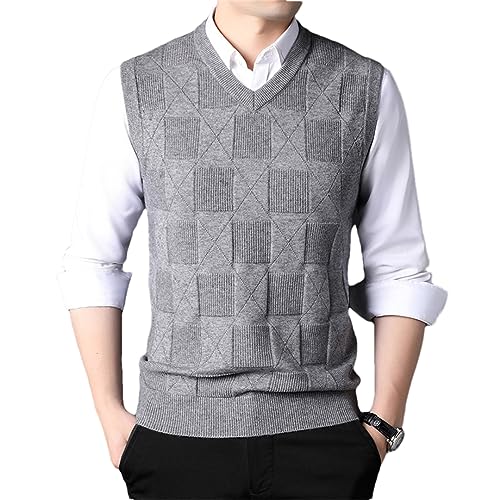 Knit Pullover Sleeveless Sweater Vest Men V-Neck Sleeveless Preppy Trendy Mens Clothes