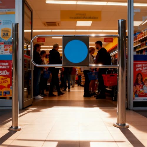 Puerta batiente automática autocirculante para mercados, almacenes y recintos: solución de Acceso Exterior unidireccional (90 cm/35,4 Pulgadas), para Libes & Par
