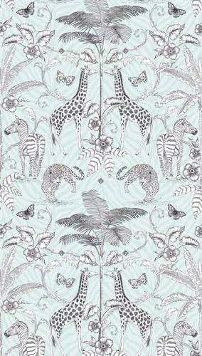A.S. Création Non-Woven Wallpaper Animals in White, Grey and Green, Wall Wallpaper for Various Rooms