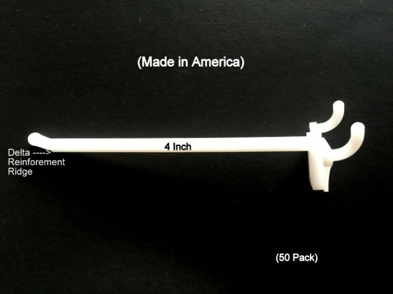ProCraft Brand (50 Pack) 4 Inch White Plastic Peg Hooks for 1/8" to 1/4" Pegboard or Slatwall-image-32