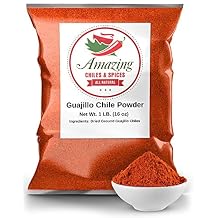 Guajillo Chile Powder Ground 1 LB 16oz Natural and Premium. Great For Chili, Sauces, Stews, Salsa, Meat Rubs, Enchiladas, Mole and Tamales. Tangy Spicy-Sweet Flavor By Amazing Chiles and Spices