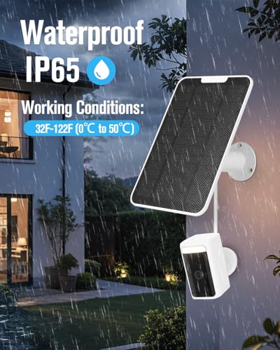 Panel solar para Arlo Essential y Simplisafe en jardín exterior 5