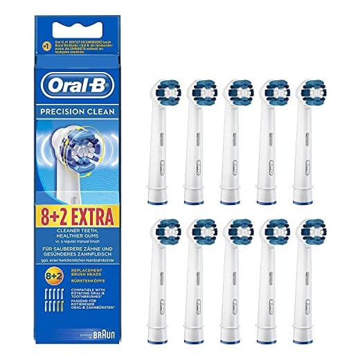 Genuine Original Oral-B Braun Precision Clean Replacement Rechargeable Toothbrush Heads (10 Count) - International Version, German Packaging