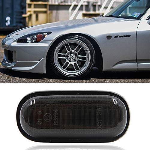 Civic/Accord Smoked Lens LED Side Marker Lamps For Honda S2000 Accord CivicPrelude CRX Fit Amber LED Fender Driver Turn Signal Lights Kits OEM Sidemarker Replacement - Thumbnail 5