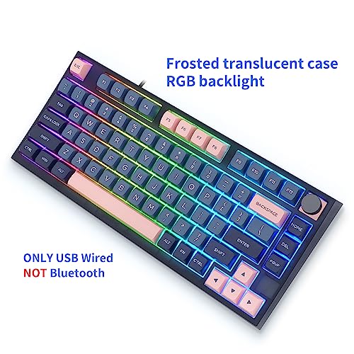 Image of MOLGRIA SKYLOONG GK75 75-Key RGB Backlit Gaming Keyboard with Dark Blue and Pink PBT Keycaps, Hot Swappable Yellow Mechinery Switches, Type C Wired Knob Mechanical Keyboard for Win /Mac OS