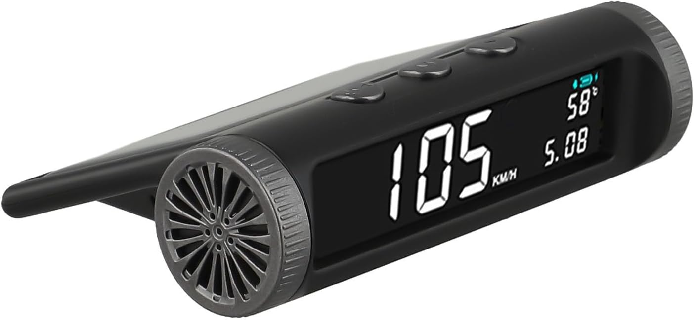 Car HUD Head-Up Display – Solar-Powered Wireless GPS Speedometer with Digital Temperature, Battery Level, 650mAh Rechargeable, Universal-Fit