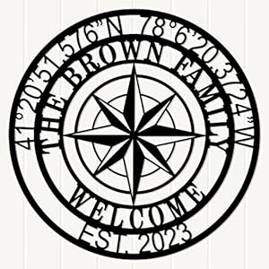 Nautical compass wall decor sign nautical wall decor custom nautical compass metal signpersonalized longitude latitude gps metal sign housewarming gift idea for husband wife realtor gift idea  urban country home decor