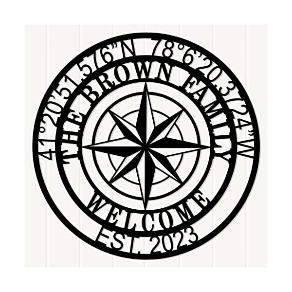 Nautical compass wall decor sign nautical wall decor custom nautical compass metal signpersonalized longitude latitude gps metal sign housewarming gift idea for husband wife realtor gift idea  urban country home decor