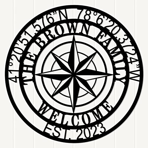 Nautical Compass Wall Decor Sign Nautical Wall Decor Custom Nautical Compass Metal SignPersonalized Longitude Latitude GPS Metal Sign Housewarming Gift Idea for Husband Wife Realtor Gift Idea