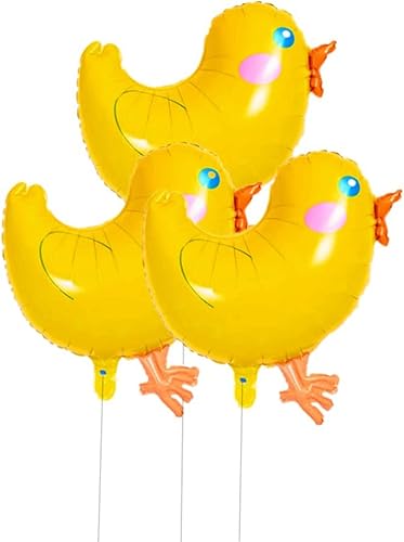 Globos amarillos, 3 globos de pollito, globos en forma de pollo para Pascua, fiesta de cumpleaños, decoración de baby shower, color amarillo