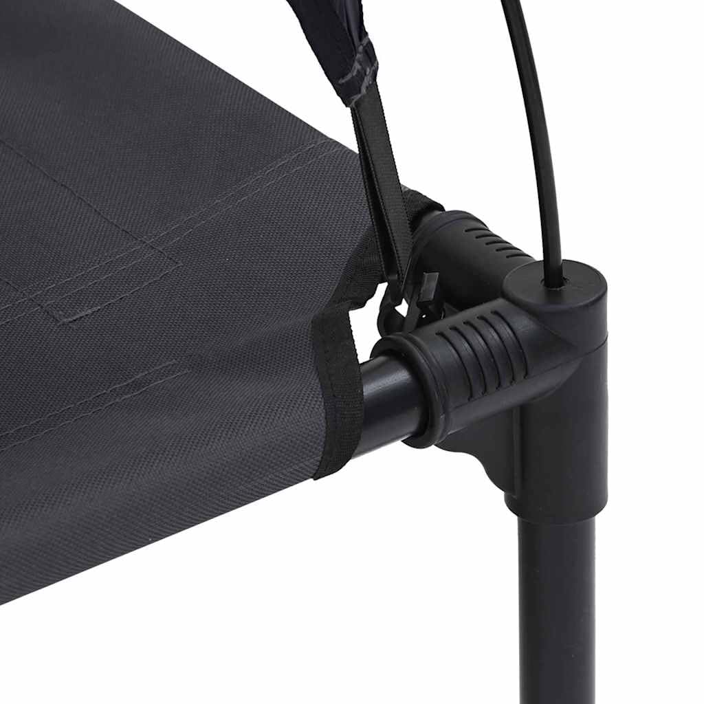 Cuccia per cani in acciaio nero, 76 x 62 x 70,5 cm, rialzata, traspirante, antigraffio, per interni ed esterni, con cuscino antiscivolo e tettuccio parasole rimovibile