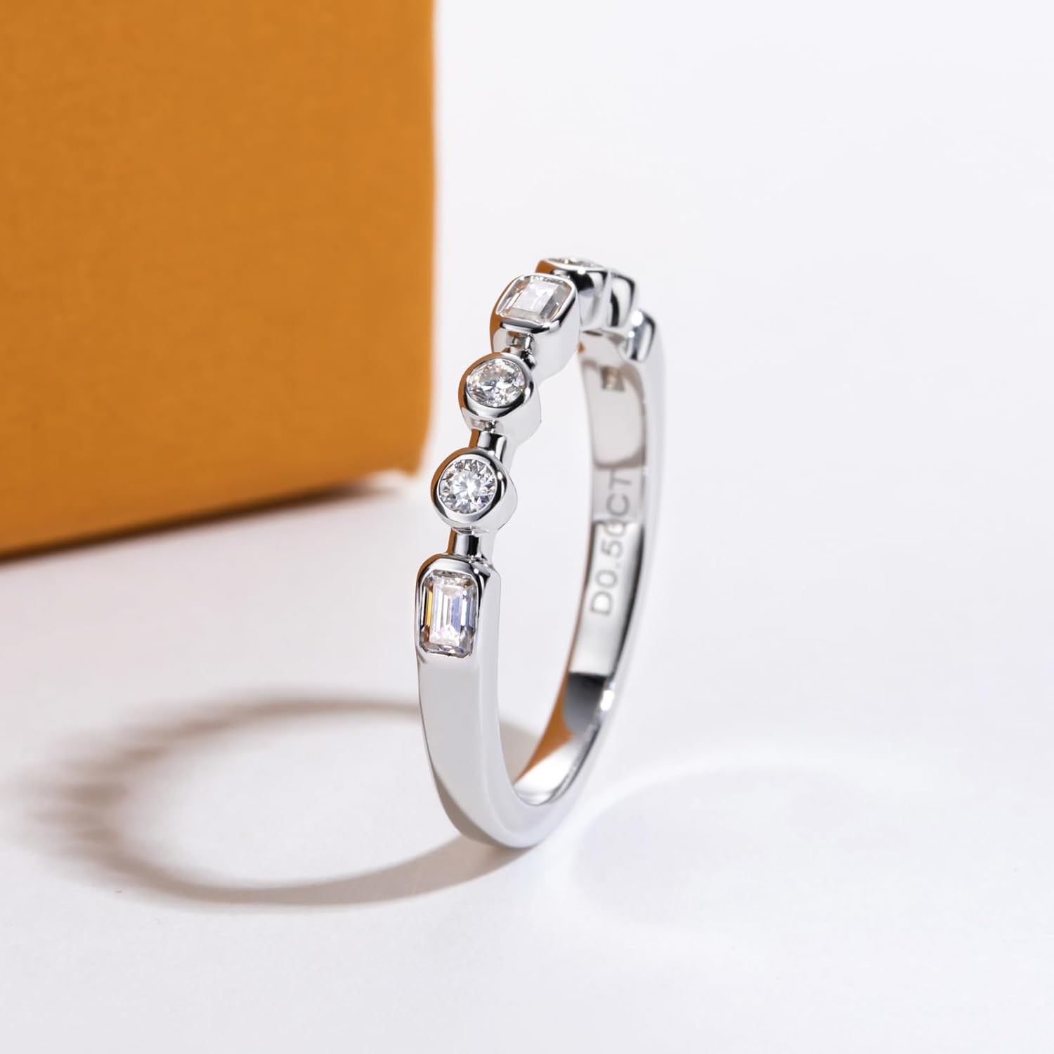 Moissanite Eternity Rings 1cttw D Color VVS1 Clarity Round Brilliant Cut S925 Sterling Silver Stackable Wedding Anniversary Bands for Women with Certificate - Image 4