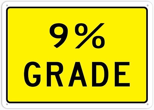 9 Percent Grade Retro Vintage 8"x12" Metal Tin Sign - Wall Decor for Home Kitchen, Bar, Pub & Restaurant
