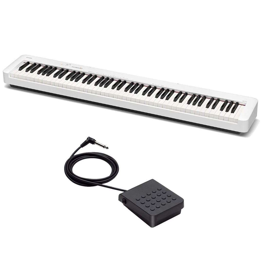 Set Scolastico per Casio CDP-S110 Bianco Piano Digitale 88 Tasti Pesati - Completo di Stand a X, Panchetta Regolabile, Alimentatore e Pedale