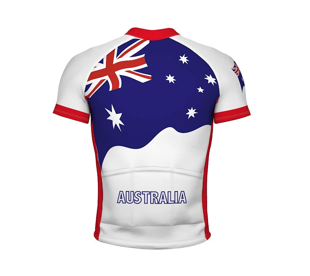 ScudoPro Australia Emblem Full Zipper Bike Short Sleeve Cycling Jersey for Men - Size M Multicolored