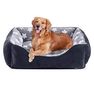 MIXJOY Extra Large Dog Bed(89x63cm), Super Soft Cosy Rectangle Dog Beds, Grey Washable Pet Bed, Ideal for Golden Retriever, Labrador，German Shepherd，Samoye，Rottweiler