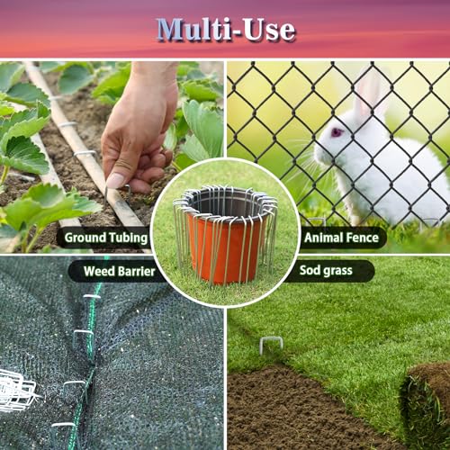 image for Gtongoko 50 Pack 10 Inch Galvanized Landscape Staples Garden Plant Cov