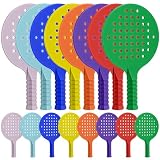 Junkin 16 Pcs Bulk Plastic Table Tennis Paddle Set Multi Color Sports Table Tennis Rackets Paddles Portable Equipment Accessories for Indoor Outdoor Games, Easy Grip and Light Spin (Fashion)