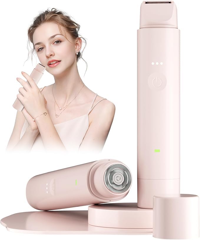 Afeitadora eléctrica 2 en 1 para mujer, depiladora facial inalámbrica para mujeres, recortadora de bikini eléctrica sin dolor para piernas, axilas, labios, barbilla, cara, depilación facial 112501