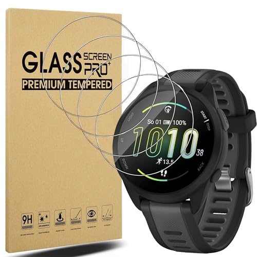 LIANCGJUE 4 Pack Anti-Scratch Film for Garmin Forerunner 165 Screen Protector 9H Hardness Tempered Glass Full Protective for Garmin Forerunner 165 Smartwatch