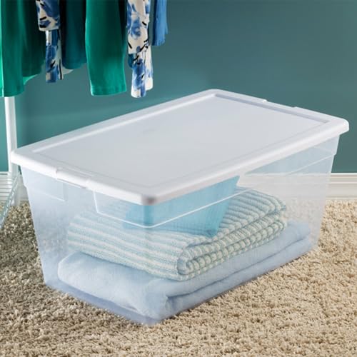 image for Sterilite 4-Pack 90 Quart Storage Box, Stackable Clear Plastic Bins wi