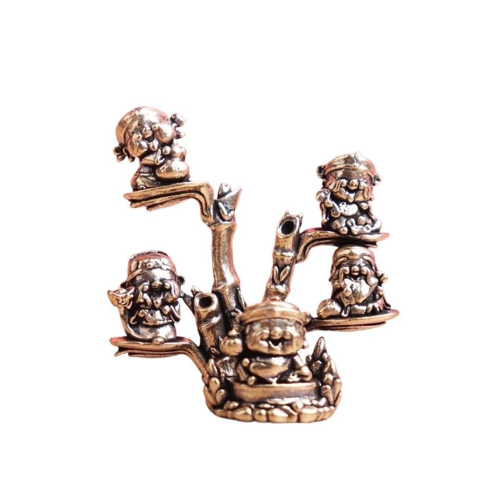 Huffa Brass Pure God Of Wealth Five Treasures Retro Decorative Desktop Tea Pet Ornament
