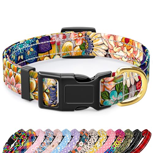 TMOODEL Reflective Dog Collar for Small Dogs, Cute Boho Adjustable Heavy-Duty Nylon Puppy Collar for Boy and Girl Female, Soft Pet Accessories with Quick Release Buckle, Colorful Mandala